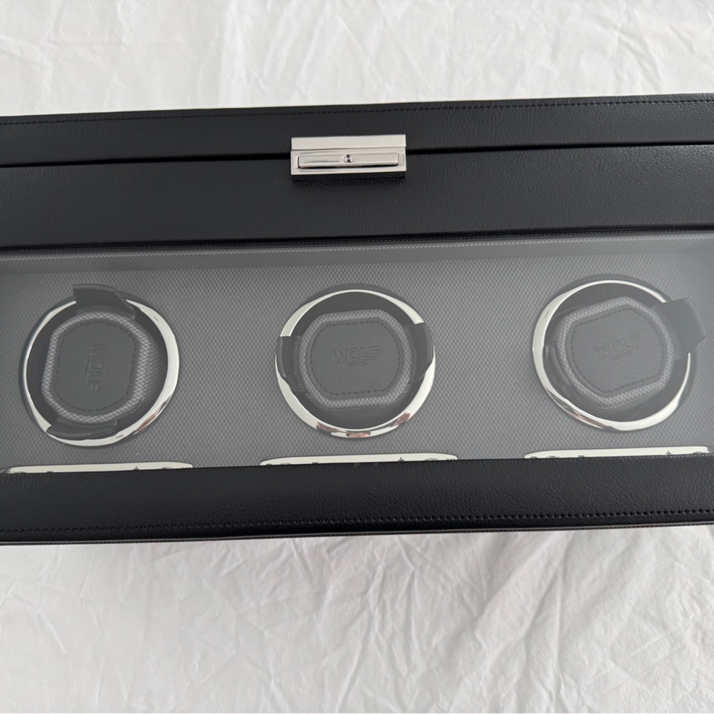 Wolf Leather Triple Watch Winder & Jewelry Case